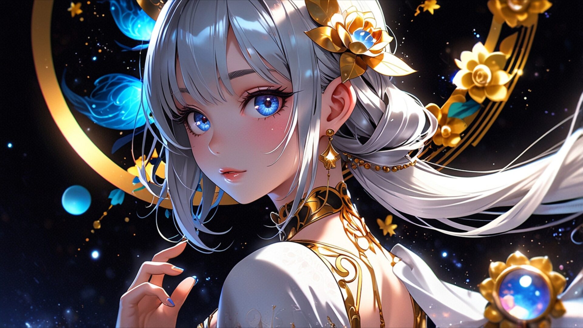 anime girl lunar bloom wallpaper, anime & games fantasy, anime, fantasy, girl, lunar bloom, magic, moon, desktop, mobile, background