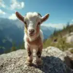 Baby Goat Standing On Rock