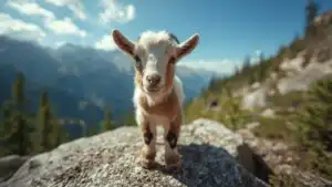 Baby Goat Standing On Rock