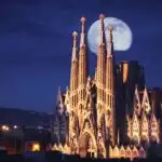 Barcelona Sagrada Familia Full Moon Sky