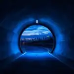 Blue Glow Inside Tunnel
