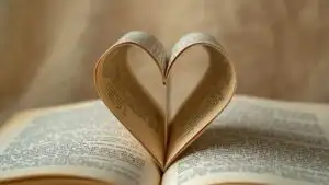 Book Pages Folded Heart Shape Origami Literary Art
