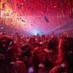 Bright Confetti Falling from the Ceiling