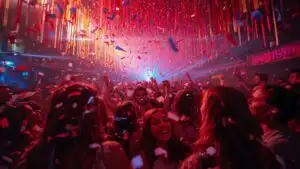 Bright Confetti Falling from the Ceiling