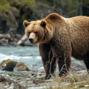 Brown Bear Standing Near River