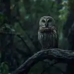 Brown Owl On Tree Branch