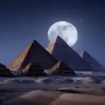 Cairo Pyramids Full Moon Desert Night