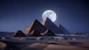 Cairo Pyramids Full Moon Desert Night