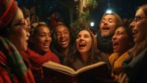 Christmas Caroling Under Street Lights