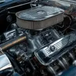 Chrome Detailing Vintage Car Engine Close Up
