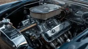 Chrome Detailing Vintage Car Engine Close Up