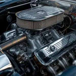 Chrome Detailing Vintage Car Engine Close Up