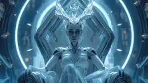 Crystal-Horn Android Queen in Holo Palace