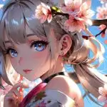 Cute Girl Cherry Blossom View