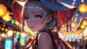 Cute Girl Festival Lights