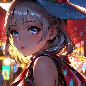 Cute Girl Festival Lights