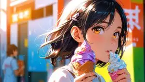 Cute Girl Holding Sparkling Ice Cream