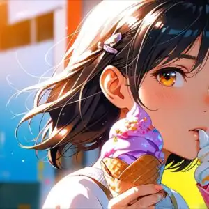 Cute Girl Holding Sparkling Ice Cream