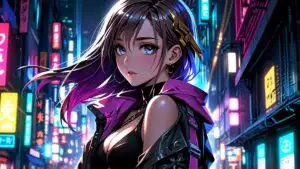 Cyberpunk Girl Neon District