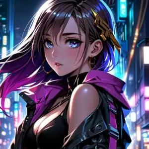 Cyberpunk Girl Neon District