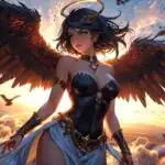 Dark Angel Girl Above the Clouds