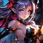 Demon Girl Purple Flames