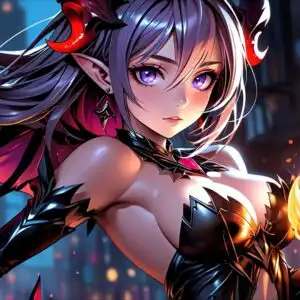 Demon Girl Purple Flames