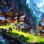 Dwarf Mining Town Under Mountain
