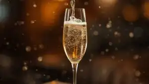 Elegant Champagne Flute with Rising Bubbles