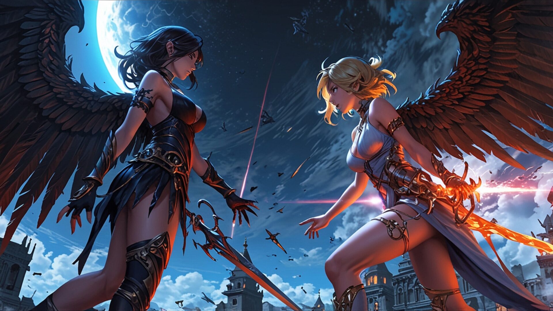 epic battle angels vs demons sky wallpaper, fantasy, angels, demons, epic battle, religious, sky, spiritual, war, desktop, mobile, background