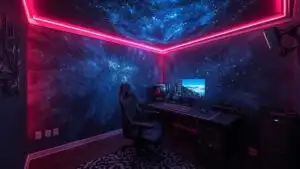 Gaming Room With Star Projector Lights