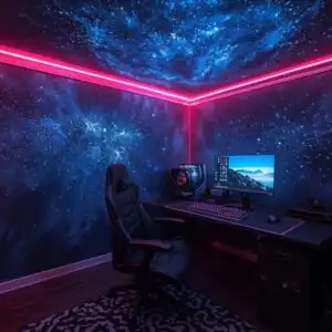 Gaming Room With Star Projector Lights