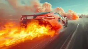 Hypercar Exhaust Flames Shooting Out During Acceleration