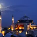 Istanbul Hagia Sophia Full Moon Night