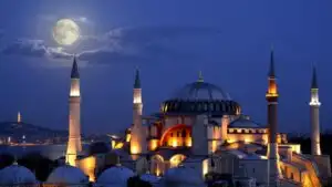 Istanbul Hagia Sophia Full Moon Night