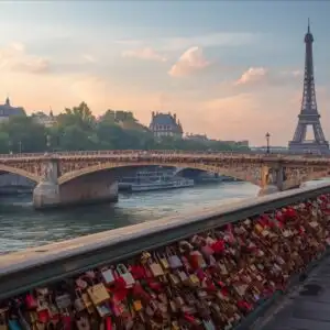 Love Lock Bridge Paris Seine River Landmark Romance