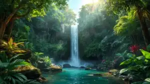 Lush Rainforest Waterfall