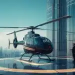 Luxury Private Helicopter Landing on a City Skyscraper