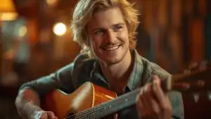 Man Playing Acoustic Guitar Music