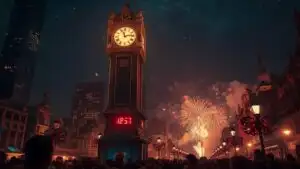 Midnight Clock Striking the Countdown