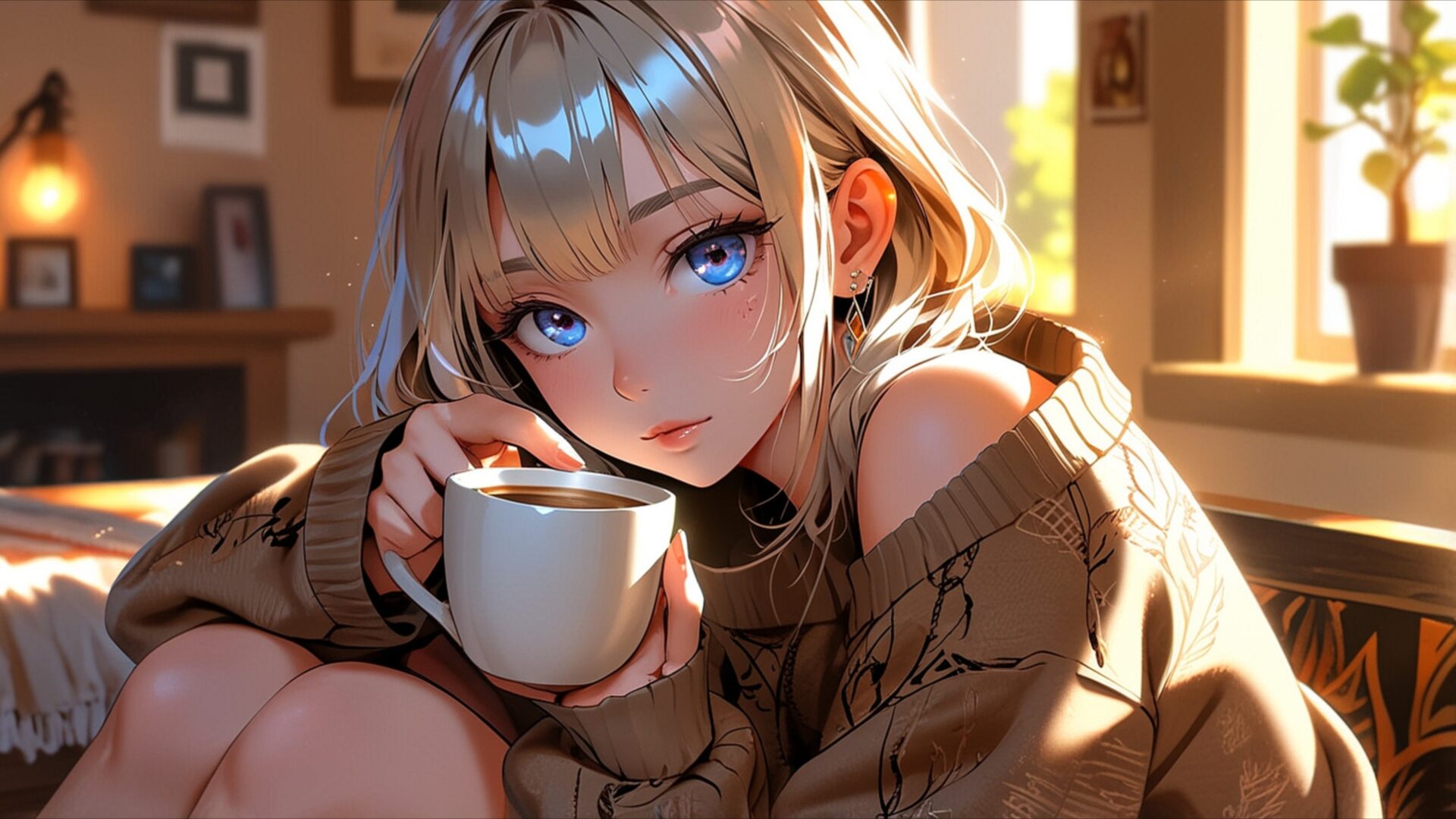 midnight coffee dreams wallpaper, anime & games fantasy, ambient electronic, anime girl, anime wallpaper, chill electronic, coffee mood, cozy vibes, dreamy atmosphere, desktop, mobile, background