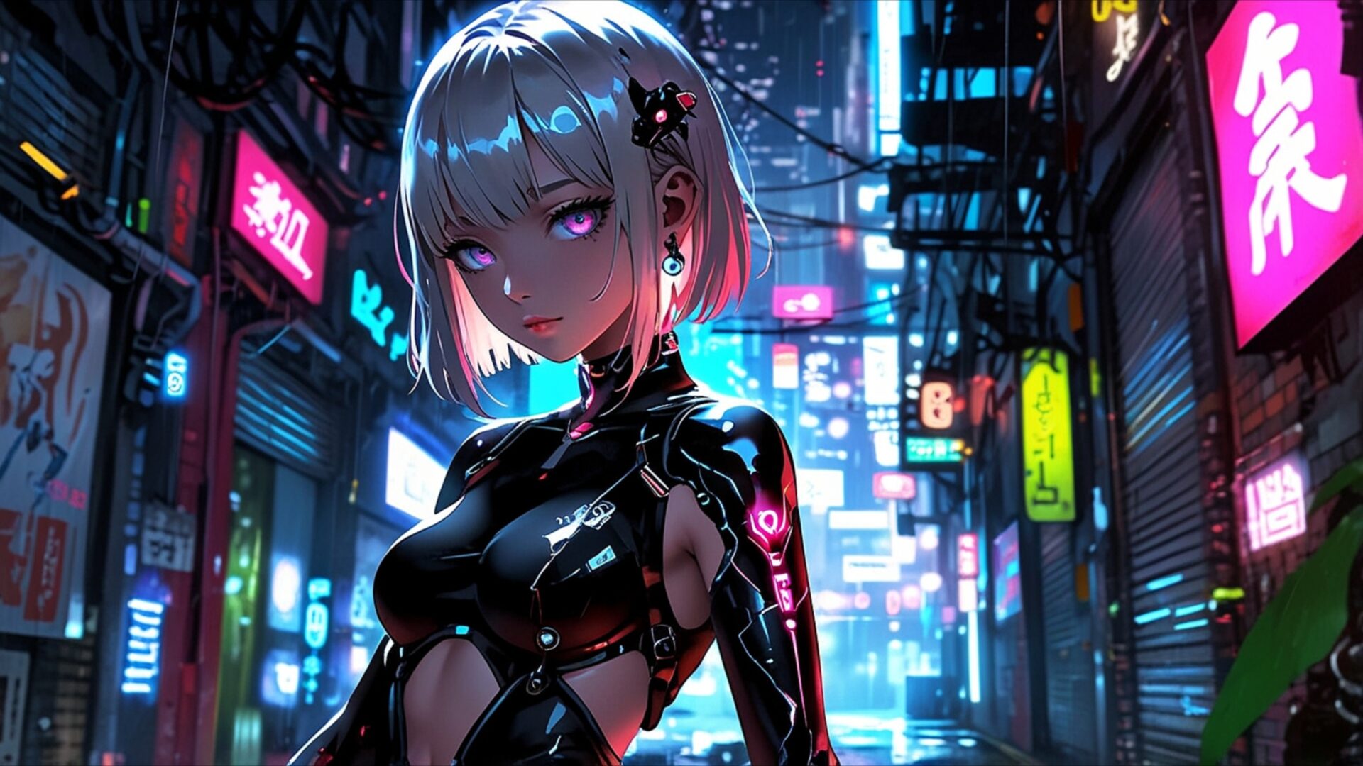 midnight neon walker wallpaper, anime & games fantasy, ai anime art, anime aesthetic, anime artwork, anime cyber girl, anime neon lights, blue cyberpunk, cool anime wallpaper, desktop, mobile, background
