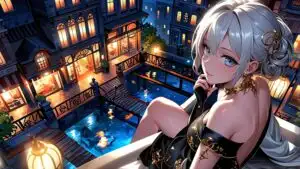 Moonlit City Streets Anime Girl