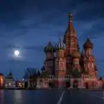 Moscow Saint Basil Cathedral Full Moon