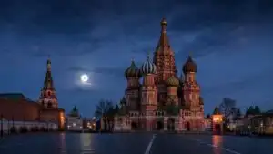 Moscow Saint Basil Cathedral Full Moon