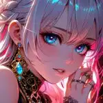 Neon Lights Reflection Anime Girl