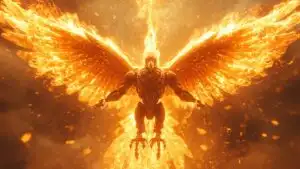 Phoenix Mech Igniting Solar-Flare Wings
