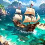 Pirate Ship Sailing Towards Hidden Cove