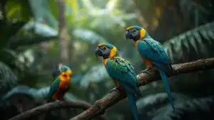 Rainforest Exotic Birds Colorful Feathers