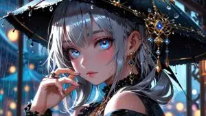 Rainy Night Umbrella Girl